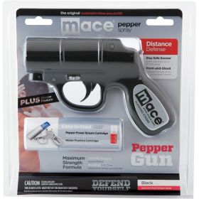 Mace Pepper Gun Distance Defense Spray with STROBE LED, Matte Black