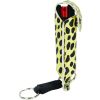 Pepper Shot 1.2% MC 1/2 oz pepper spray fashion leatherette holster and quick release keychain cheetah black/yellow