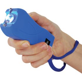 Rechargeable Runt 80,000,000 volt stun gun with flashlight and wrist strap disable pin Blue
