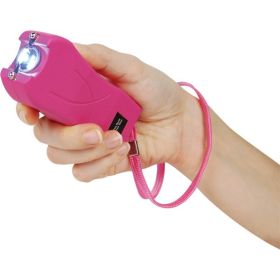 Rechargeable Runt 80,000,000 volt stun gun with flashlight and wrist strap disable pin Pink