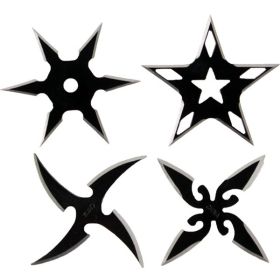 2.5” Black Steel Throwing Star with Pouch 4pc Set