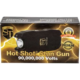 Hot Shot stun gun with flashlight and Battery Meter Black
