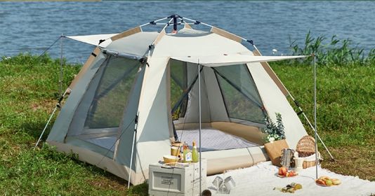 Foldable Automatic Thickening Sunscreen Wild Picnic Home Full Set Camping Tent (Option: Cloud gray34-1 Style)